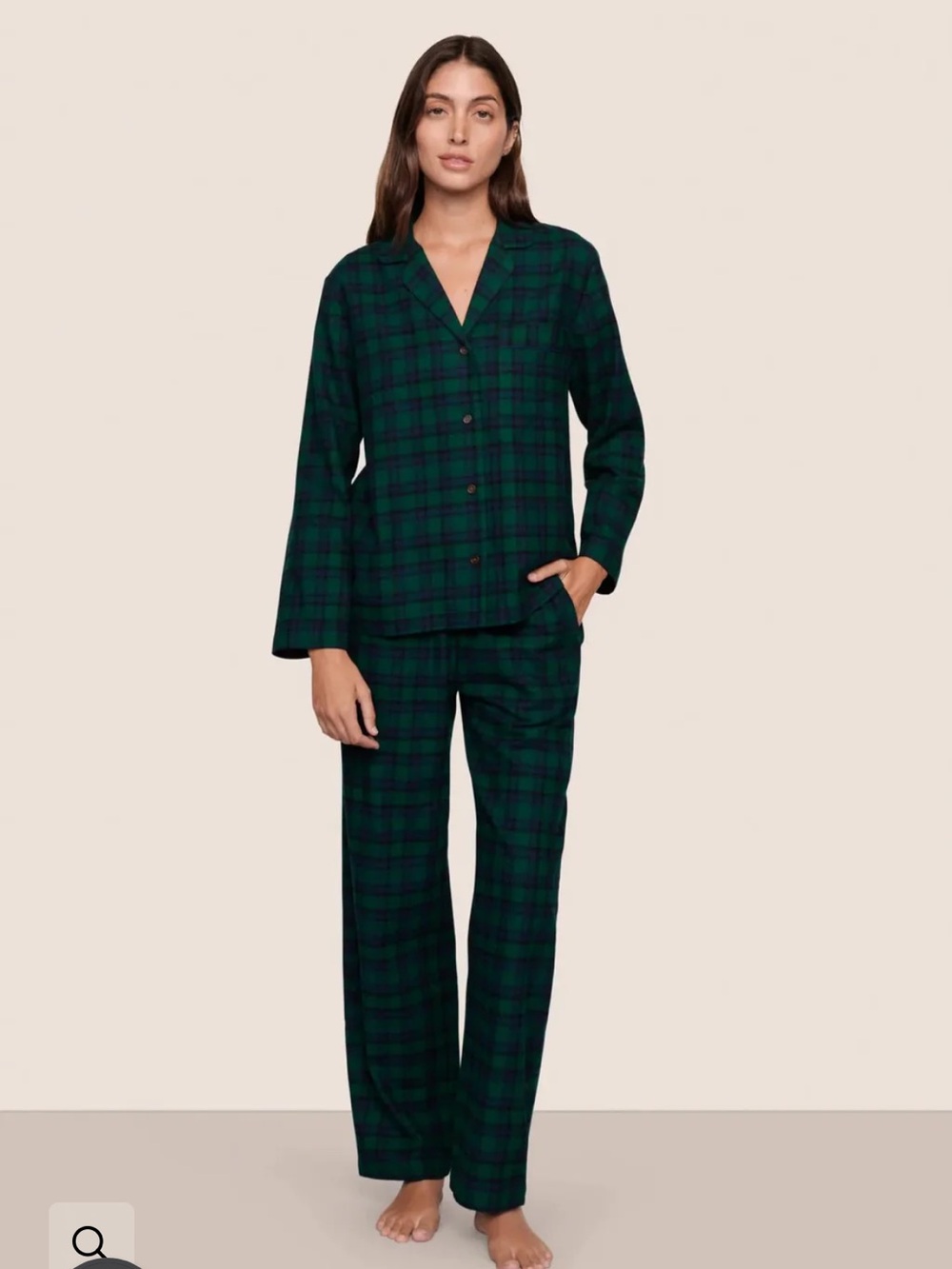 Eberjey Green Plaid Button-Down Pajama Set